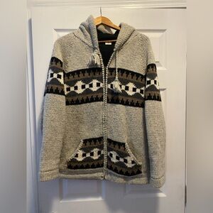 Knitted Gray Patterned Sweater Jacket